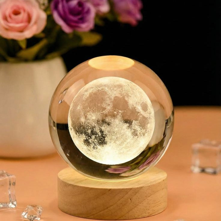 Crystal Moon Lamp – Warm Glow Night Light